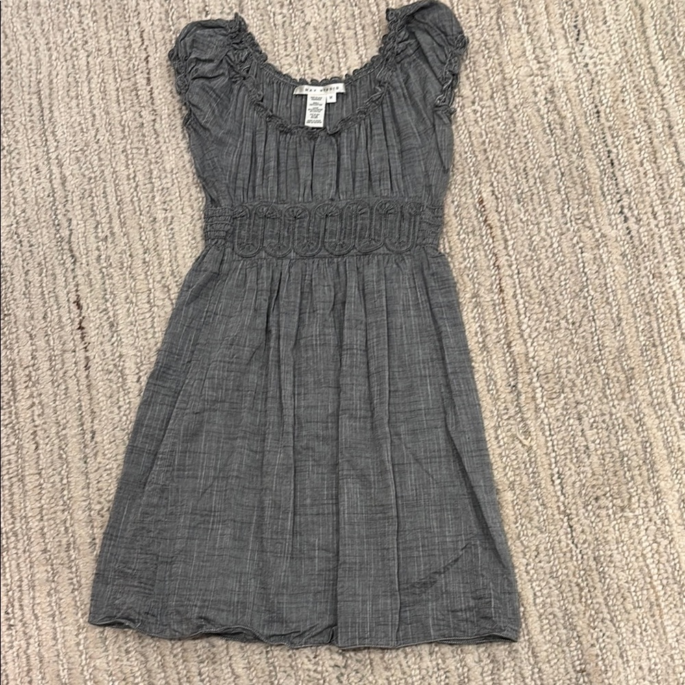 Max Studio Gray Smocked Waist Dress